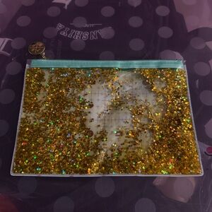 Gold glitter pouch with zipper